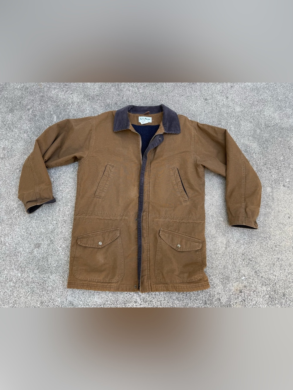 Vintage LL Bean Jacket Mens M Brown Sherpa Lined Canvas Barn Coat USA 90s P312